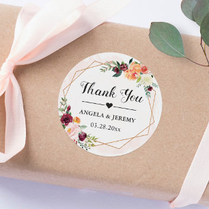 Sticker Rond Cadre géométrique Mariage floral Favoriser le Merc