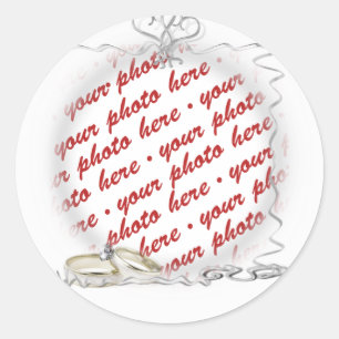 Sticker Rond Cadre mariage avec anneaux et rubans