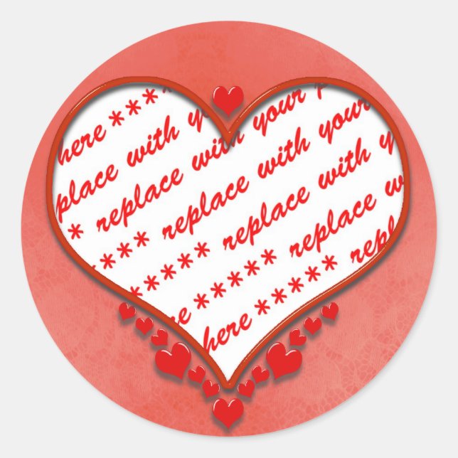Sticker Rond Cadre photo Coeur perlé (Devant)