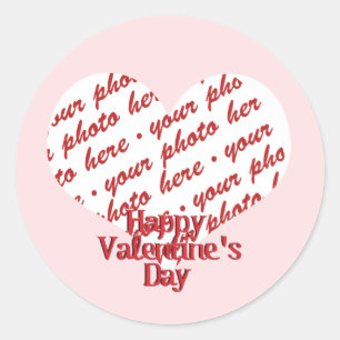 Sticker Rond Cadre photo rose Coeur Valentine