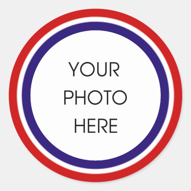 Sticker Rond Cadre photo rouge blanc et bleu (Devant)