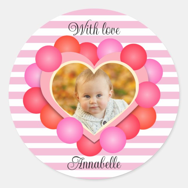 Sticker Rond Cadre photo valentin classique Sticke rond (Devant)