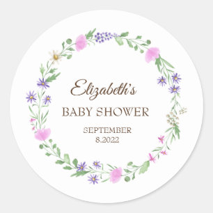 Sticker Rond Cadre Prairie Fleur Sauvage   
