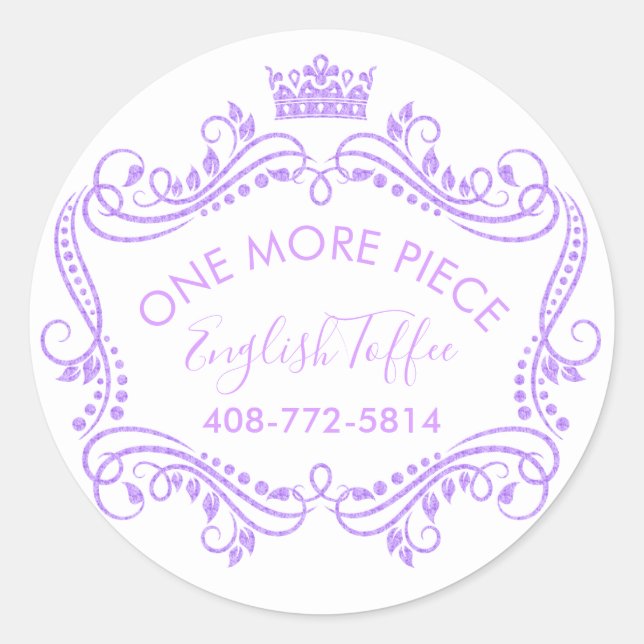 Sticker Rond Cadre Violet Avec Couronne Et Fils (Devant)