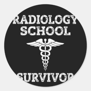 Sticker Rond Caducée de survivant d'école de radiologie