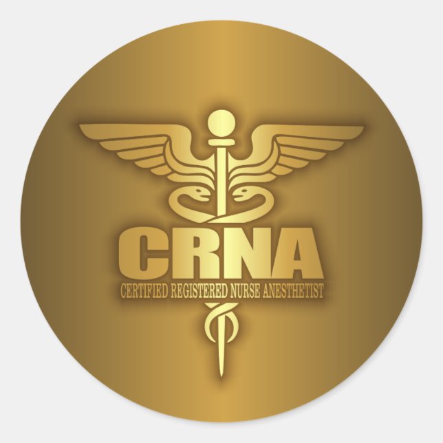 Sticker Rond Caducée d'or (CRNA) (Devant)