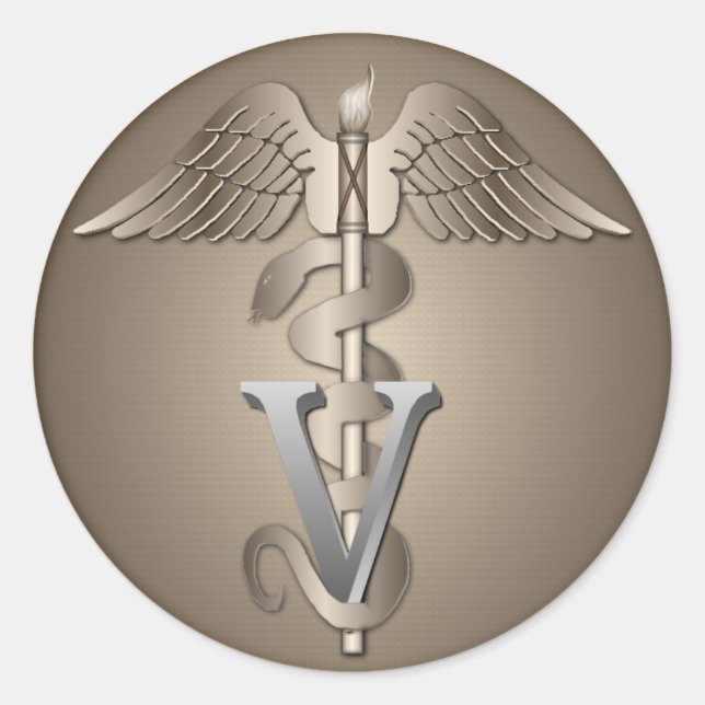 Sticker Rond Caduceus vétérinaire (Devant)