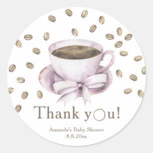 Sticker Rond Café brasserie fille Baby shower Merci