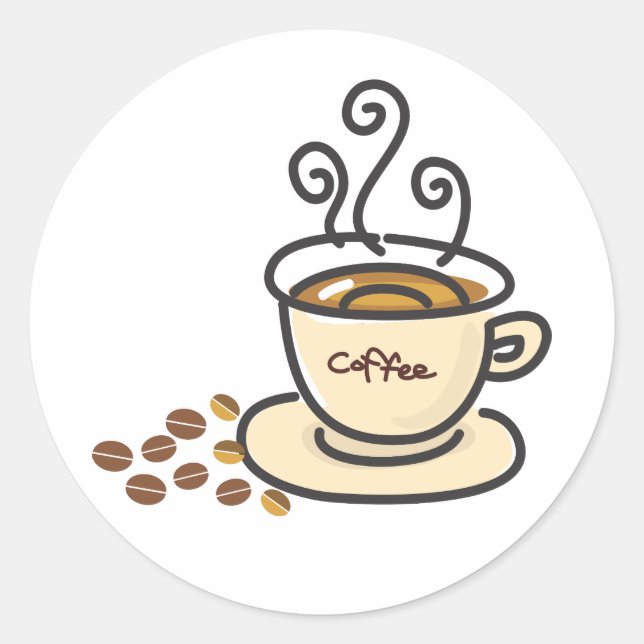Sticker Rond Café chaud Mug & Coffee Beans (Devant)