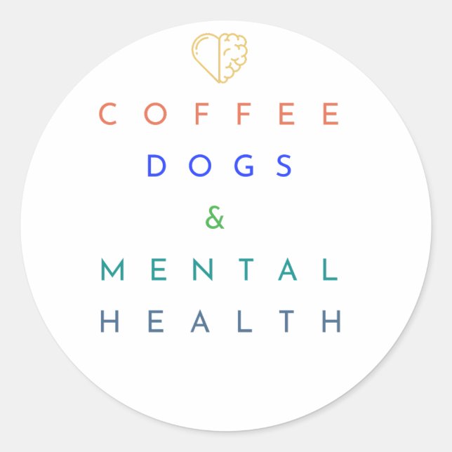 Sticker Rond Café, Chiens et Santé mentale - Le Trio Parfait (Devant)