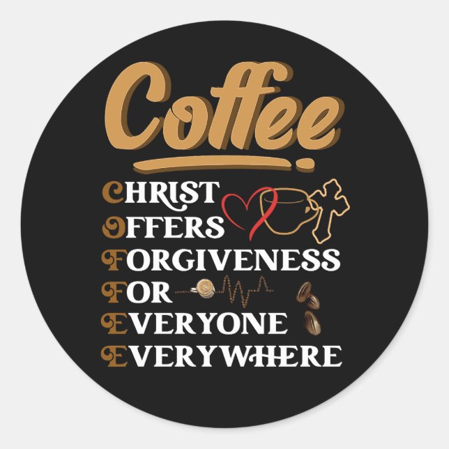 Sticker Rond Café Christ offre pardon Foi de Noël C (Devant)