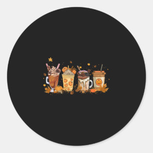 Sticker Rond Café Citrouille épice Latte Thanksgiving Café Lov