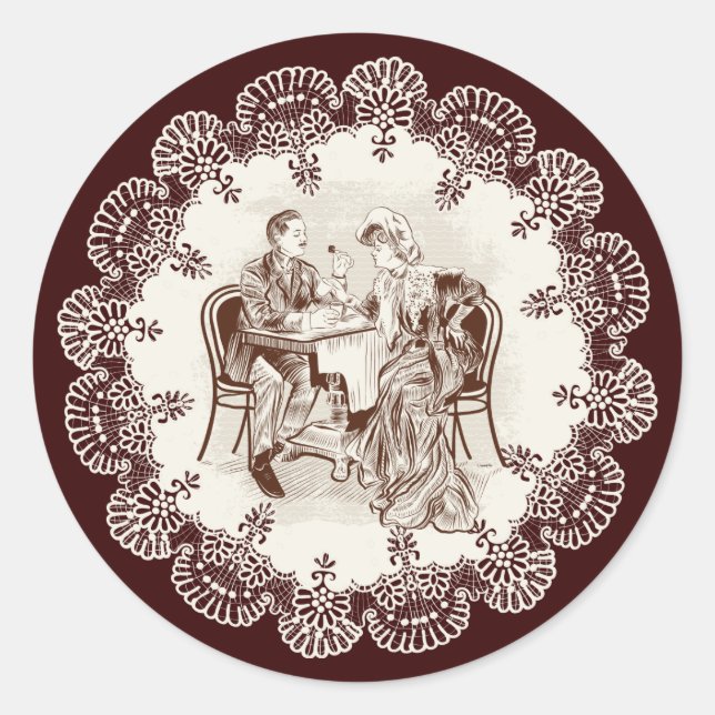 Sticker Rond café et amour (Devant)