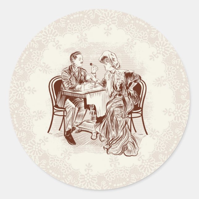 Sticker Rond café et amour (Devant)