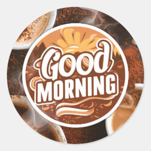Sticker Rond Café et pains du bon matin #2