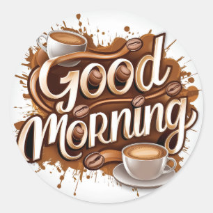 Sticker Rond Café et pains du bon matin #7