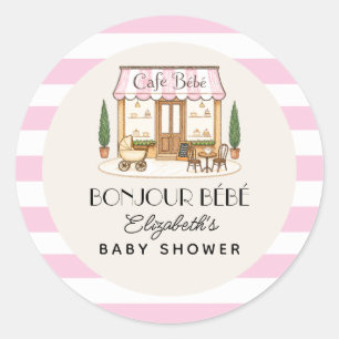 Sticker Rond Café Français Paris Bébé Fille Baby Shower