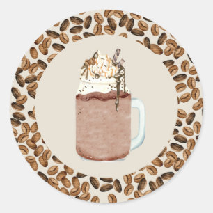 Sticker Rond Café glacé Coffe à café froid Catégorie Mason Jar