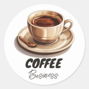 Sticker Rond Café Hot Cup Café Café Business