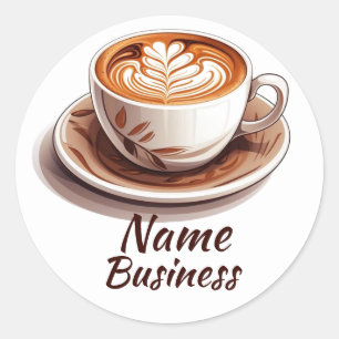 Sticker Rond Café Hot Cup Café Café Business