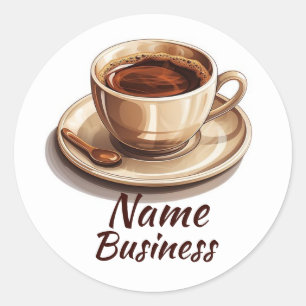 Sticker Rond Café Hot Cup Café Café Business