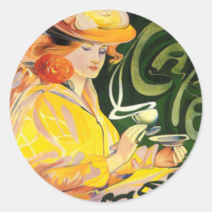Sticker Rond Café Jacqmotte ~ Art Nouveau