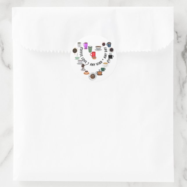 Sticker Rond Café Love Café Coeur (Sac)