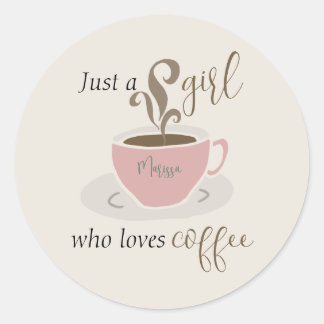 Sticker Rond Café Lover Retro Style Personnalisé Cute