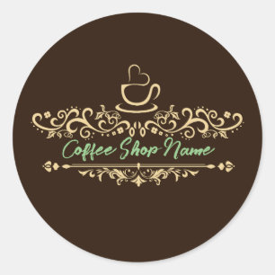 Sticker Rond Café maison moderne accueil personnalisé Journal d