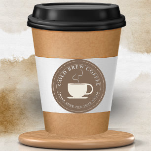 Sticker Rond Café marron personnalisé Branding