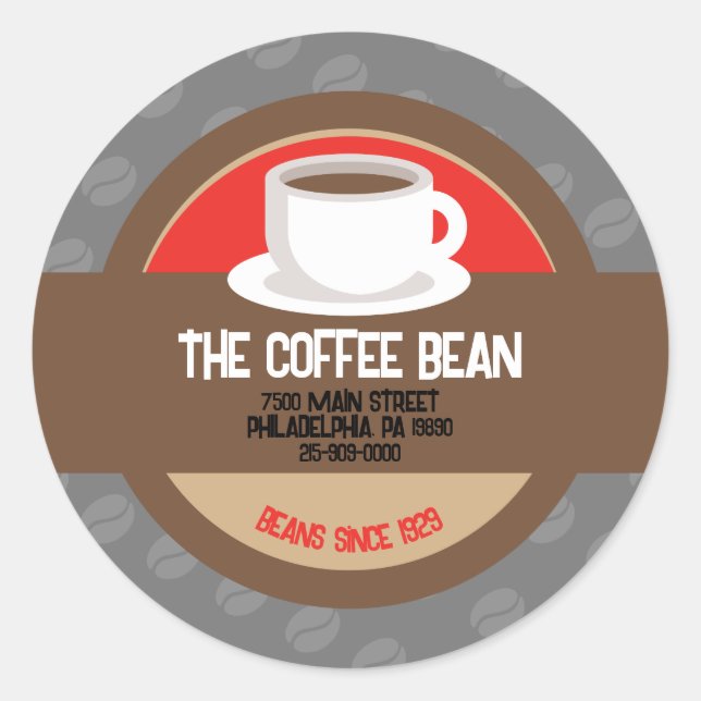 Sticker Rond Café moderne Café Bean Carte de visite (Devant)