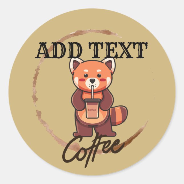 Sticker Rond Café moderne redpanda Tea personnalisé Nom de la b (Devant)