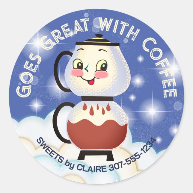 Sticker Rond Café rétro pâtisserie boulangerie emballage (Devant)