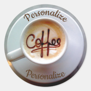 Sticker Rond Café tasse et soucoupe café en latte