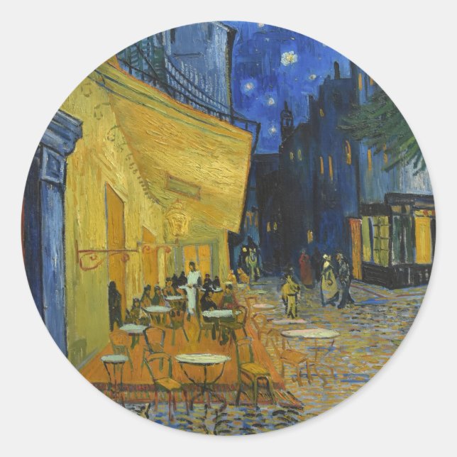 Sticker Rond Café Terrasse en soirée | Vincent van Gogh (Devant)