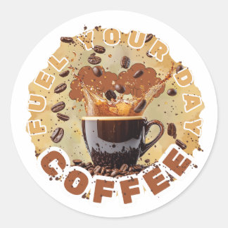 Sticker Rond Caféine d'abord