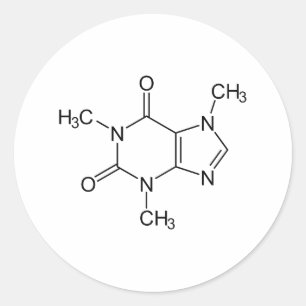 Sticker Rond Caféine Molécule Chimie Café Atomes