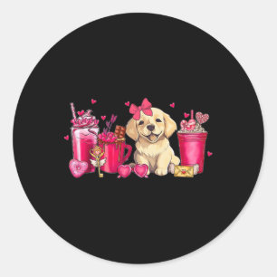 Sticker Rond Cafetière de la Saint-Valentin pour chien Retrieve