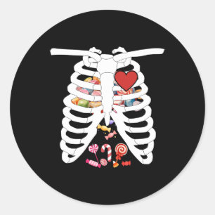 Sticker Rond Cage de côtes X-ray Candy drôle Costume d'Hallowee