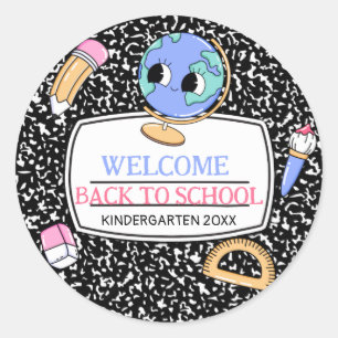 Sticker Rond Cahier de composition de retour à l'école