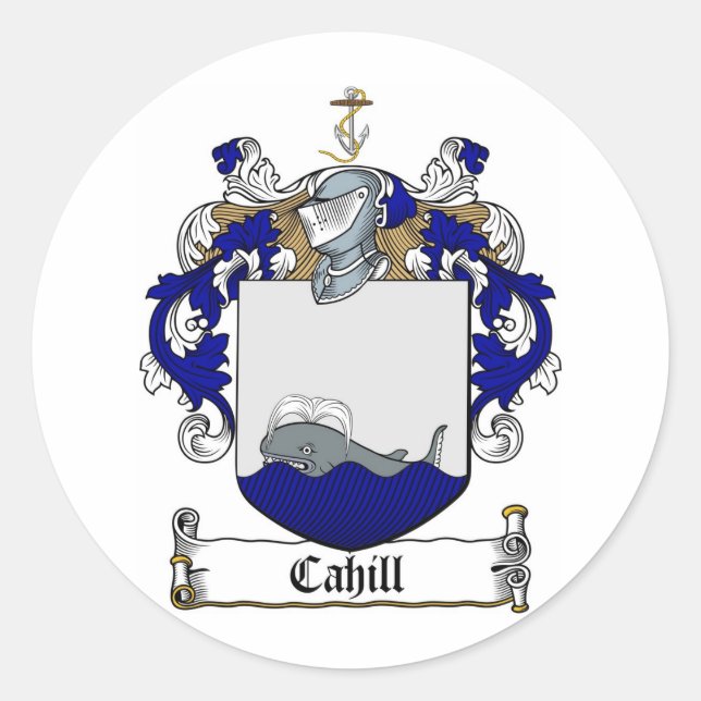 STICKER ROND CAHILL FAMILLE CREST - CAHILL COAT D'ARMES (Devant)