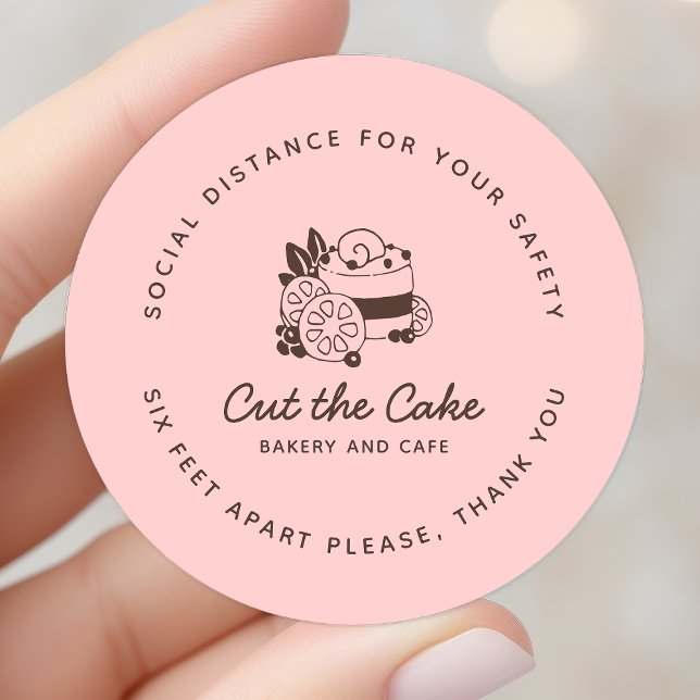 Sticker Rond Cake Logo Boulangerie Affaires Distances sociales (Créateur téléchargé)