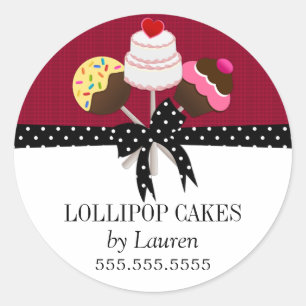Sticker Rond Cake Pops Burgundy Box Seaux