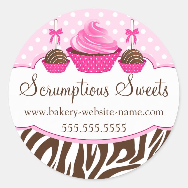 Sticker Rond Cake Pops Cupcake Boulangerie Coffret Cachets (Devant)