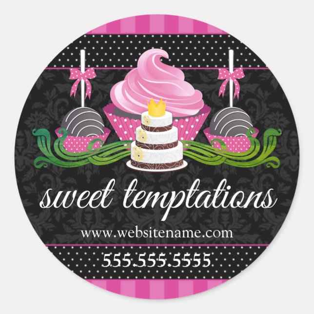 Sticker Rond Cake Pops Cupcake Cake Bakery Box Seaux (Devant)