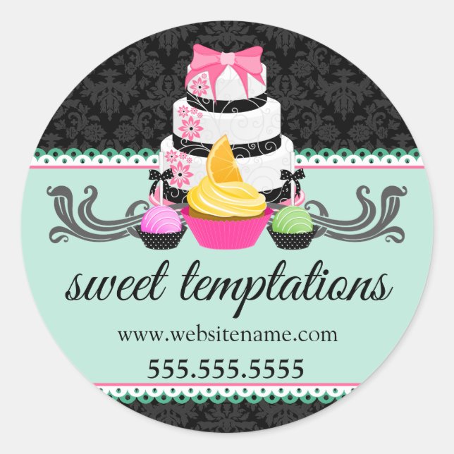 Sticker Rond Cake Pops Cupcake Cake Bakery Box Seaux (Devant)