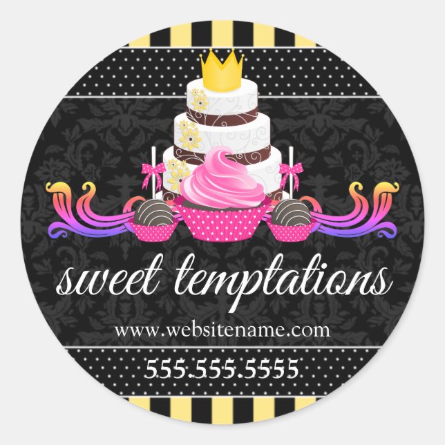 Sticker Rond Cake Pops Cupcake Cake Bakery Box Seaux (Devant)