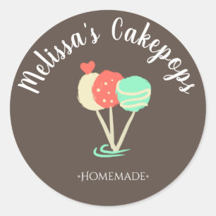 Sticker Rond Cakepop avec logo de paillettes Boulangerie maison