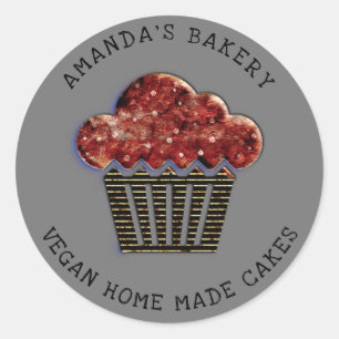 Sticker Rond Cakes Sweet Cupcake Accueil Vegan Bakery Muffin
