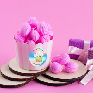 Sticker Rond Cakes Sweet Cupcake Home Vegan Bakery Blue Gold